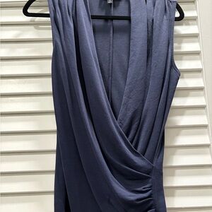Elegant Draped Sleeveless Top in Navy